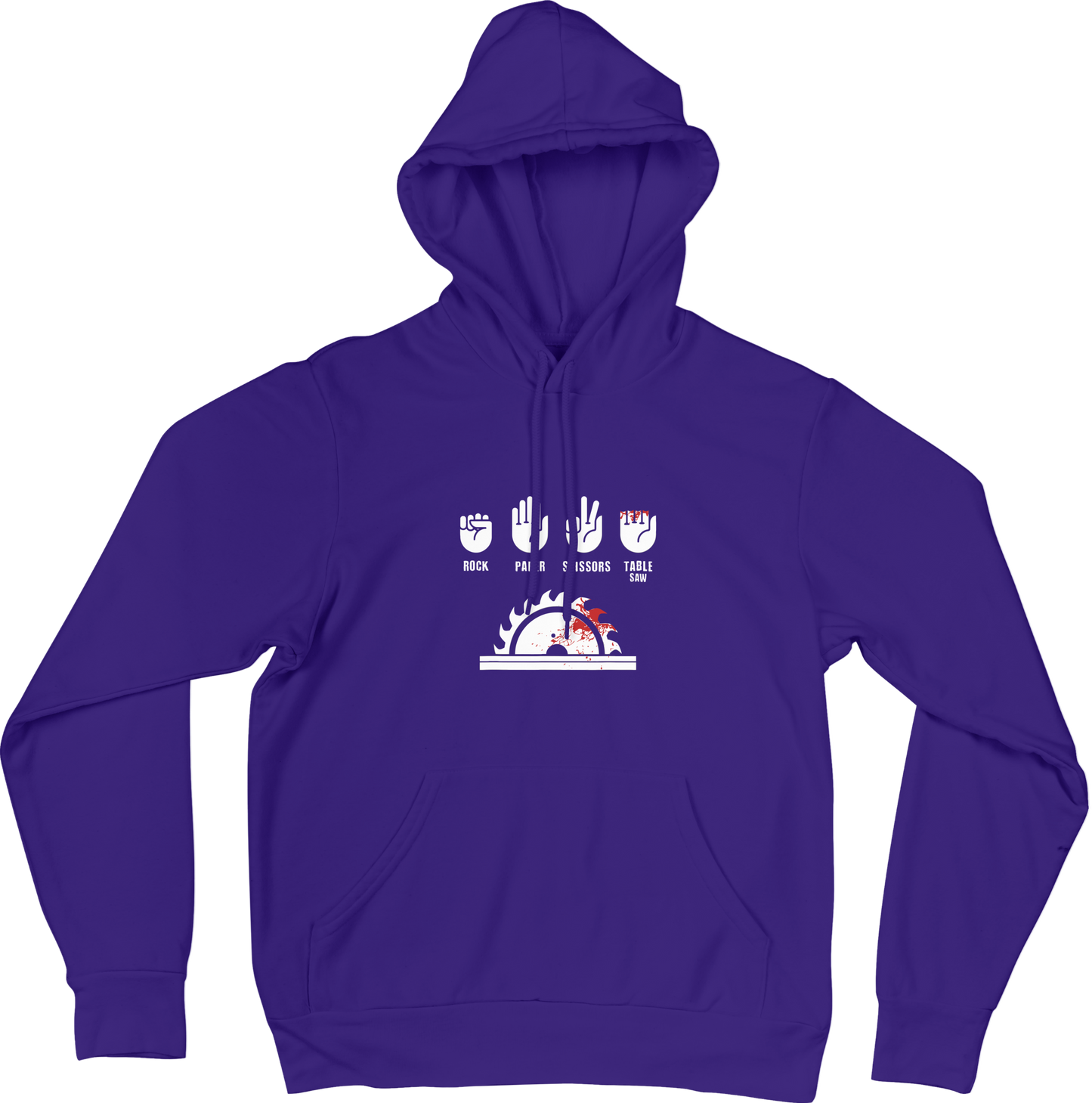 blue hoodie with white graphics on a blue background