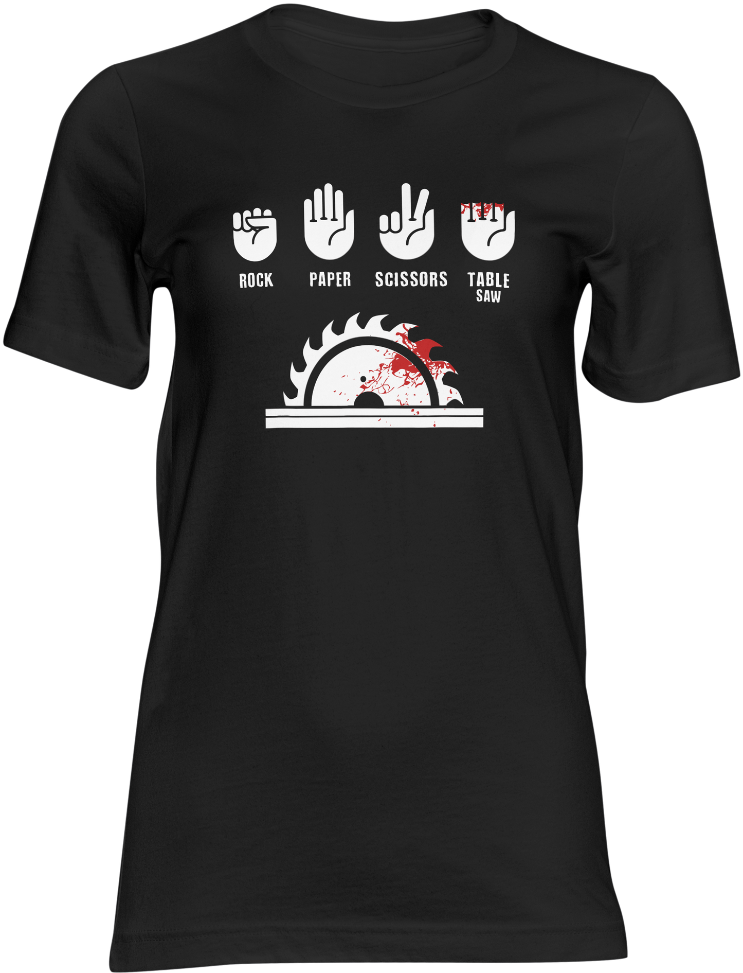 Black t-shirt with graphic design and text