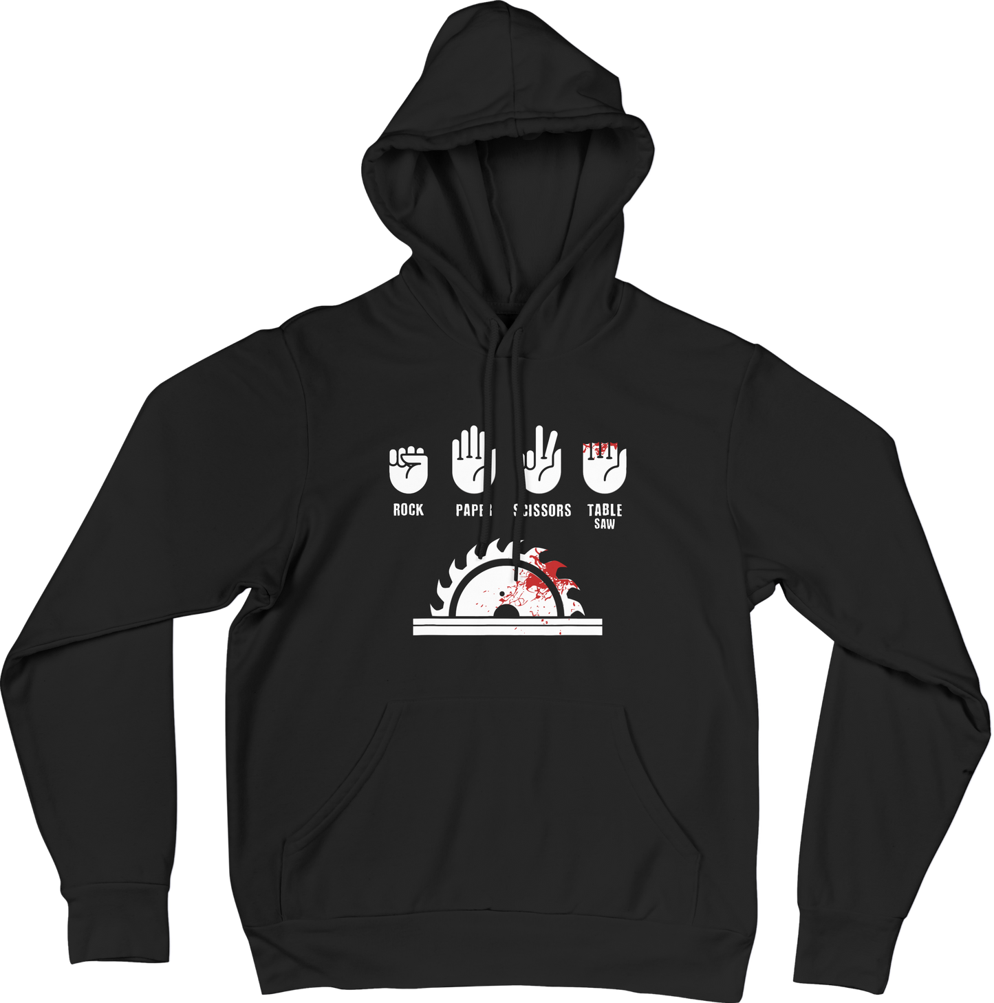 Black hoodie with a graphic design 