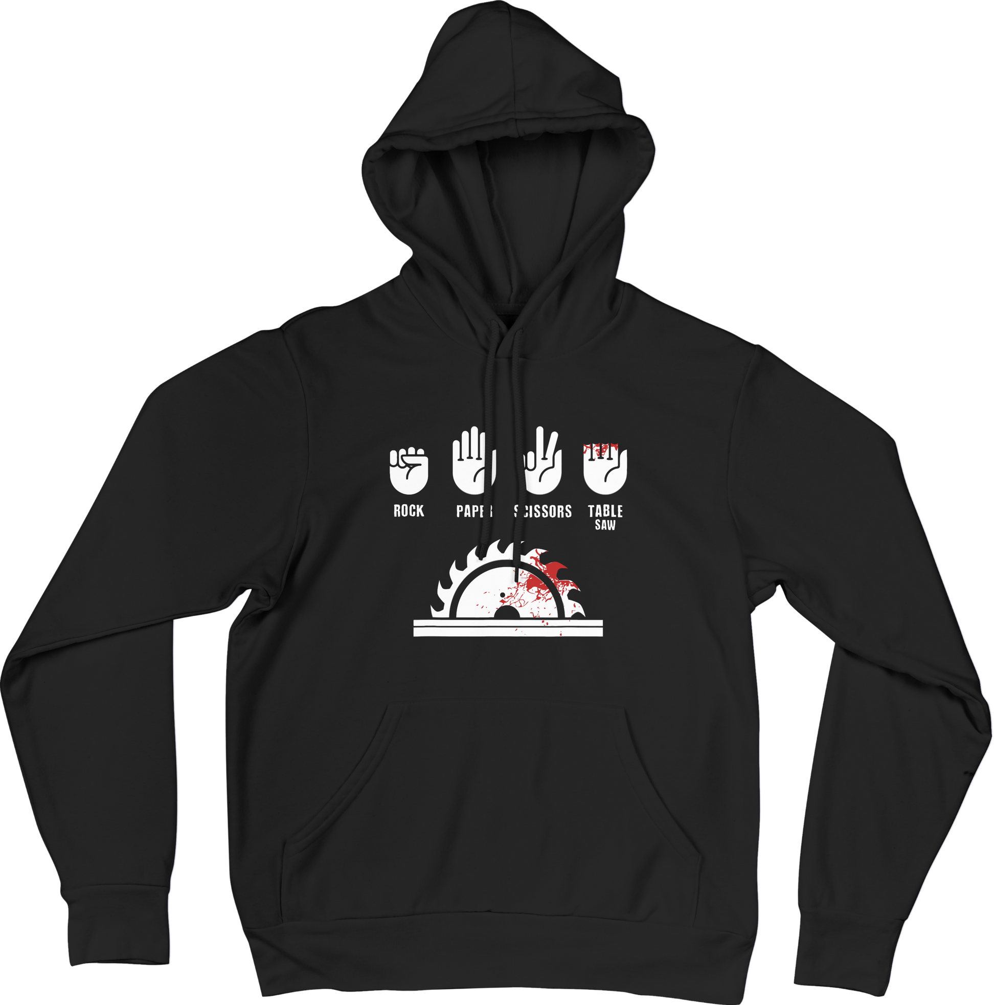 Black hoodie with a graphic design 
